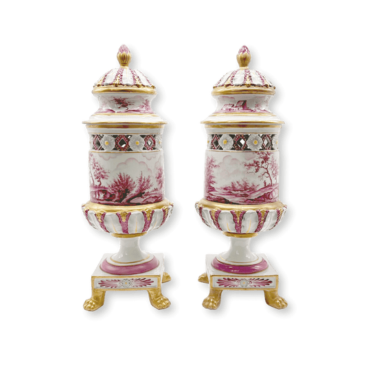 Pair of Gilded Porcelain Vases
