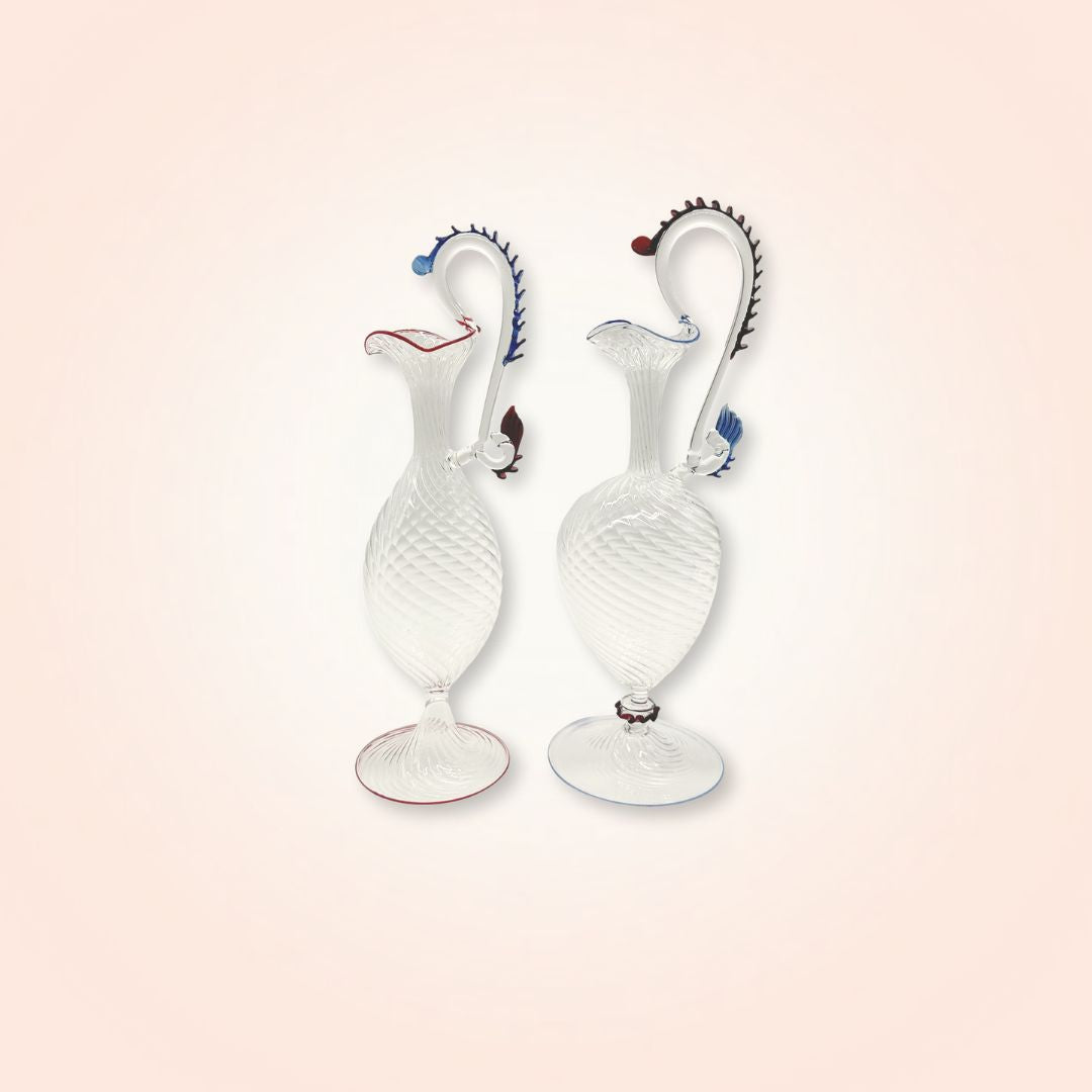 Pair of Murano Crystal Olive Oil & Vinegar Carafes
