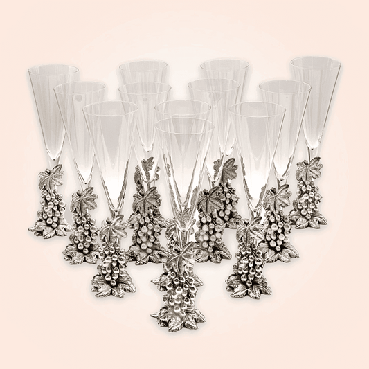 Silver Grapevine Champagne Set for 12