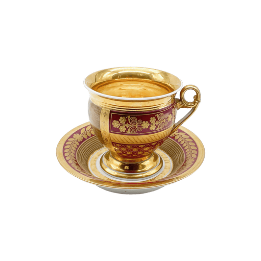 French Large Gilded Cup with Saucer