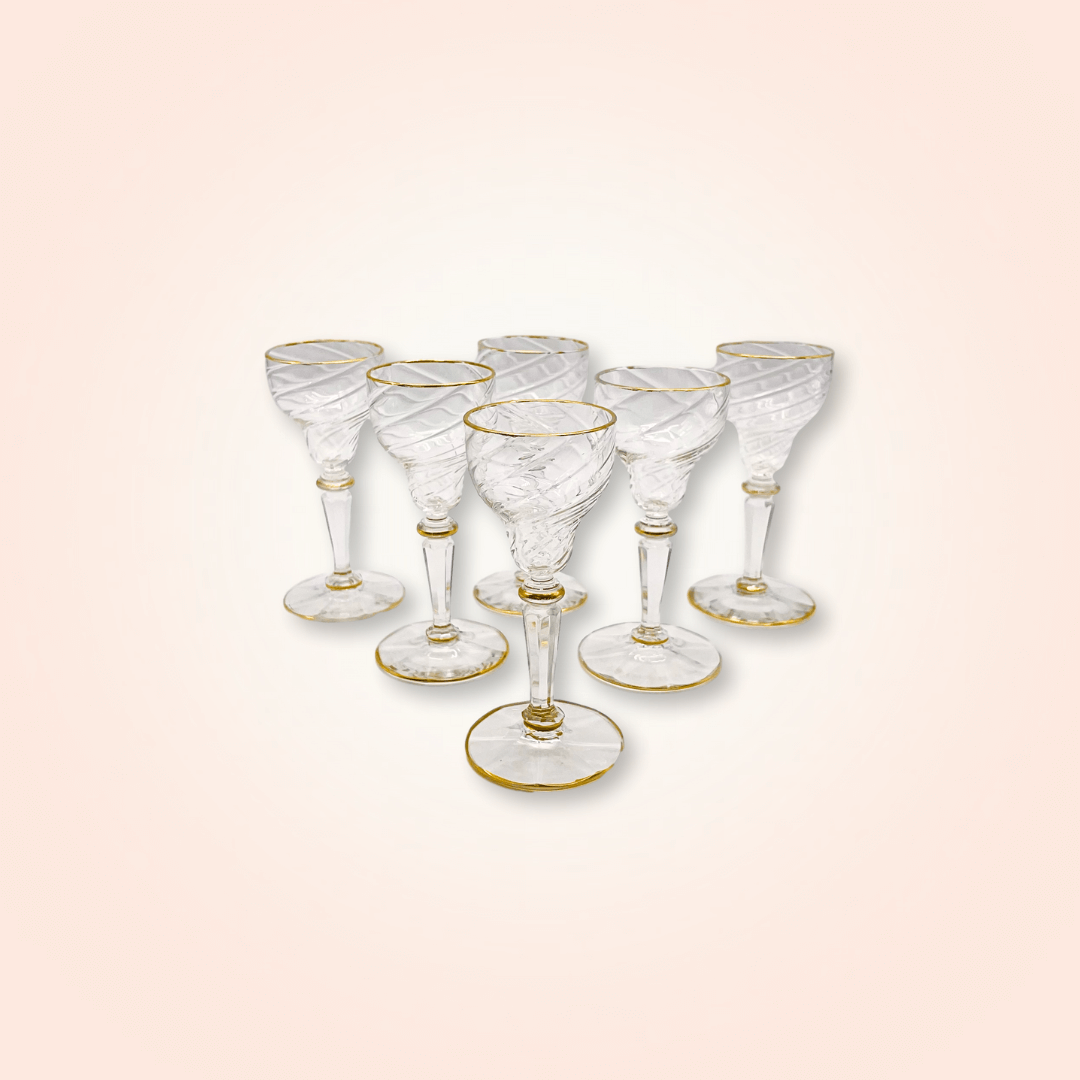 Set of 6 Spirit Glasses with Golden Rim - Galleria Fossi 33, Florence.