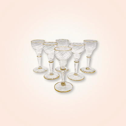 Set of 6 Spirit Glasses with Golden Rim - Galleria Fossi 33, Florence.