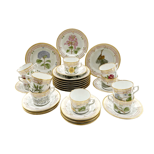"Flora Danica" Royal Copenhagen Coffee Set with Pastry Plates