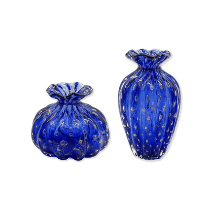 Pair of Blue Glass Vases from Barovier