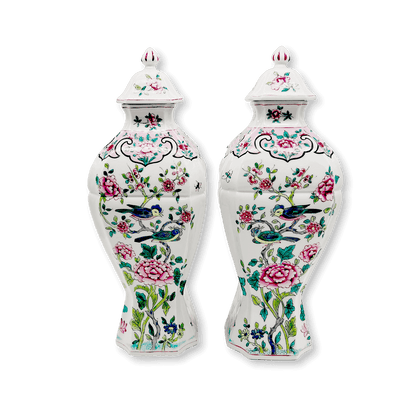 Pair of 19th Century Rose Potiches