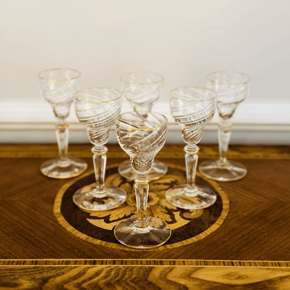 Set of 6 Spirit Glasses with Golden Rim - Galleria Fossi 33, Florence.