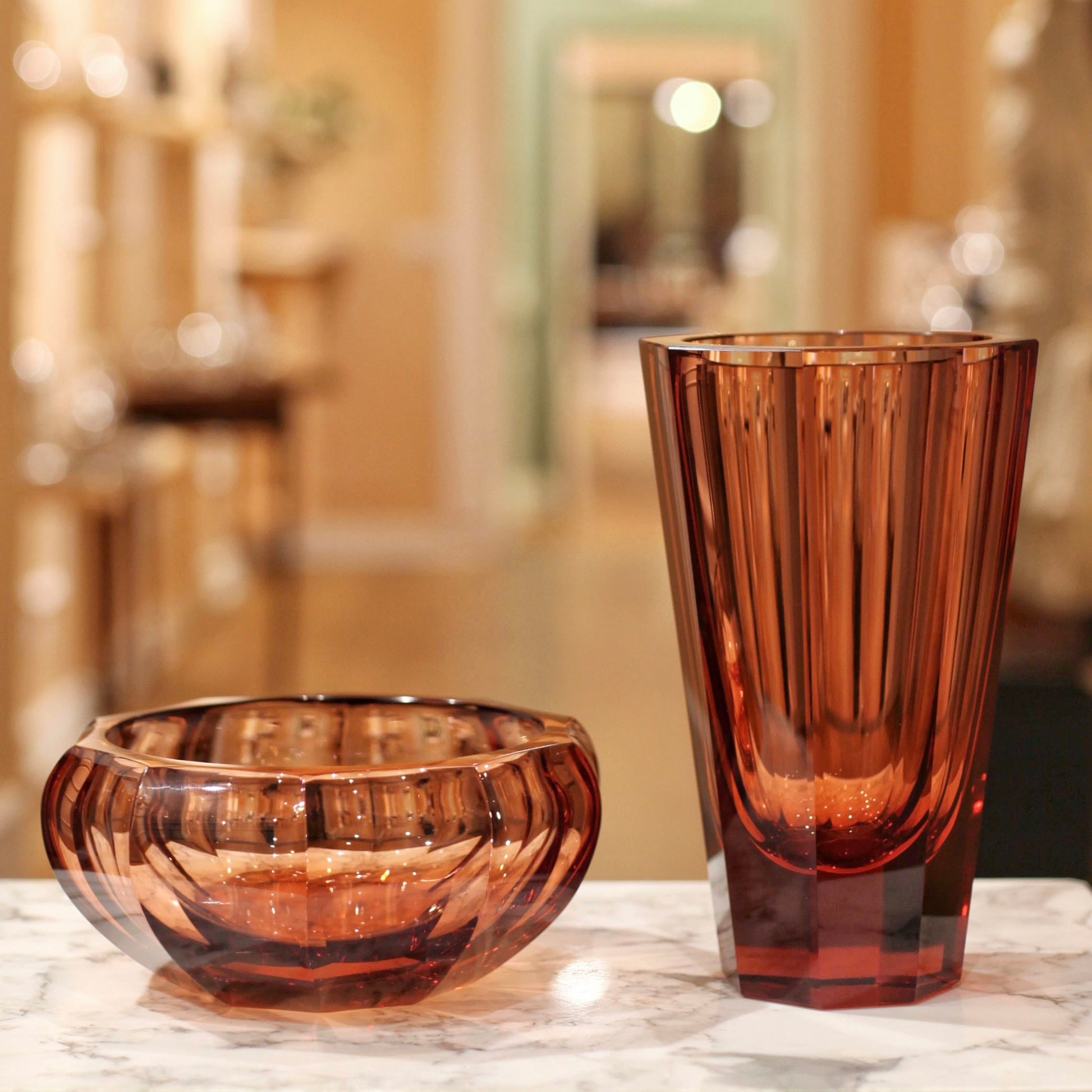 Moser Crystal Centerpiece Bowl & Vase Set