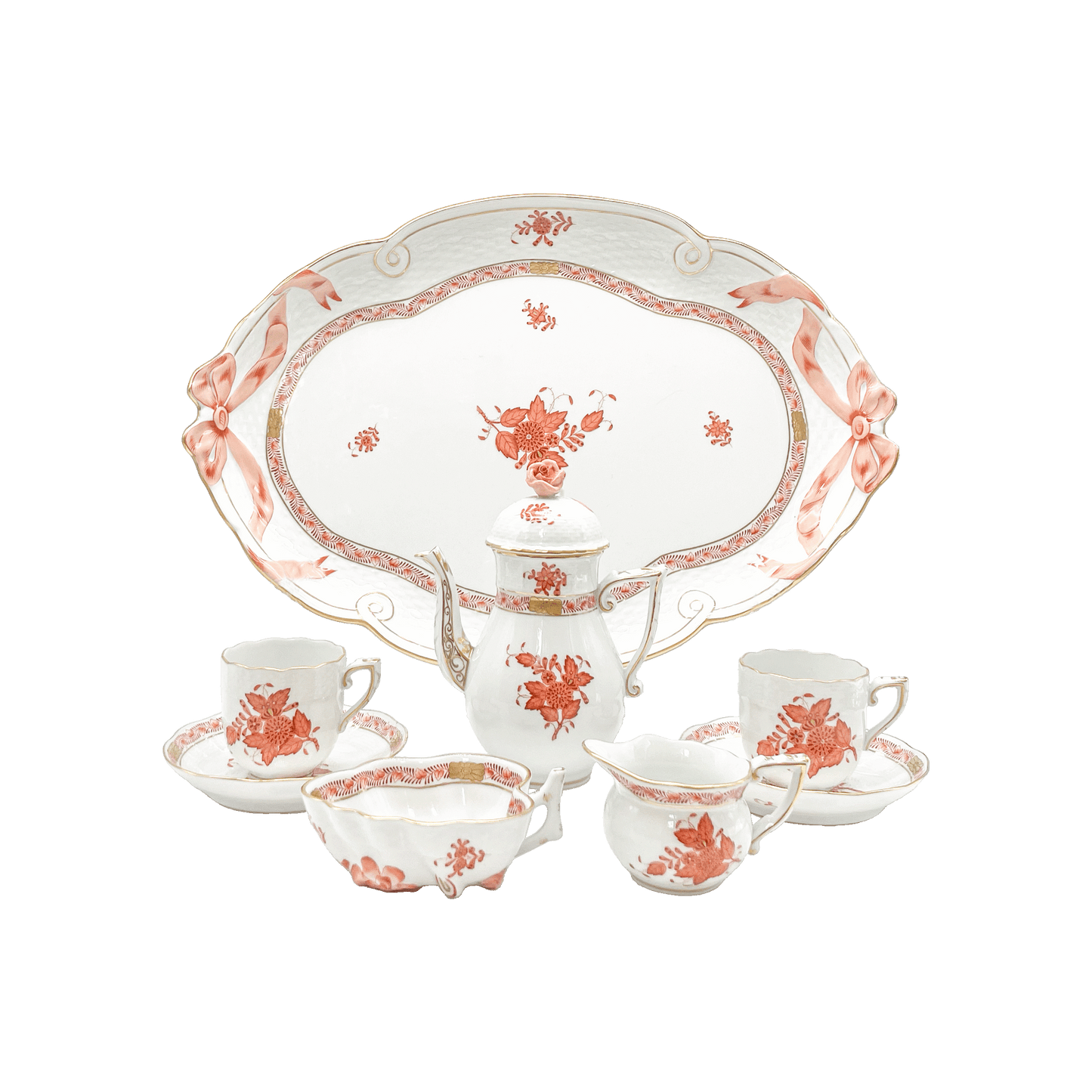 Herend Tête-à-tête Apponyi Orange Coffee Set