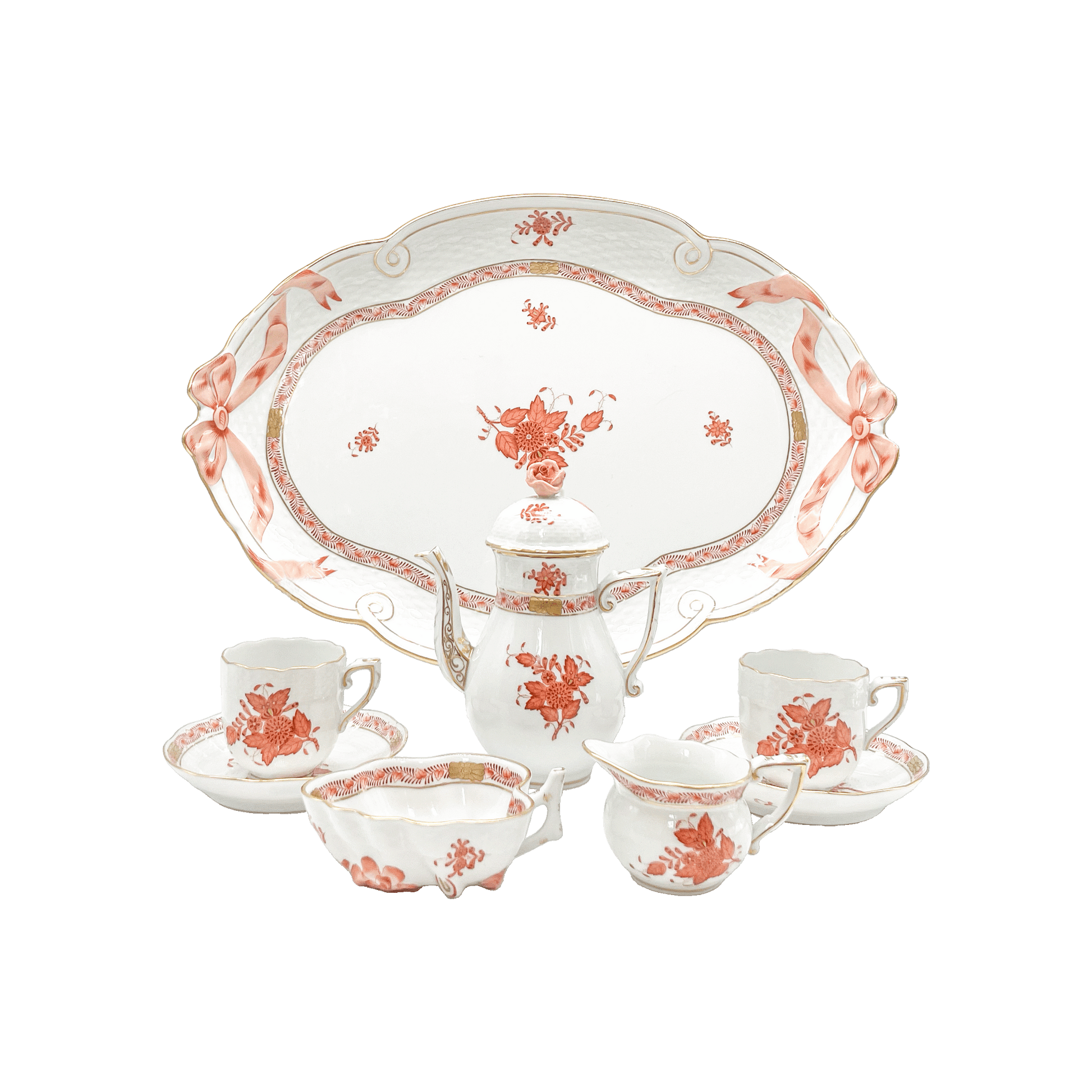 Herend Tête-à-tête Apponyi Orange Coffee Set