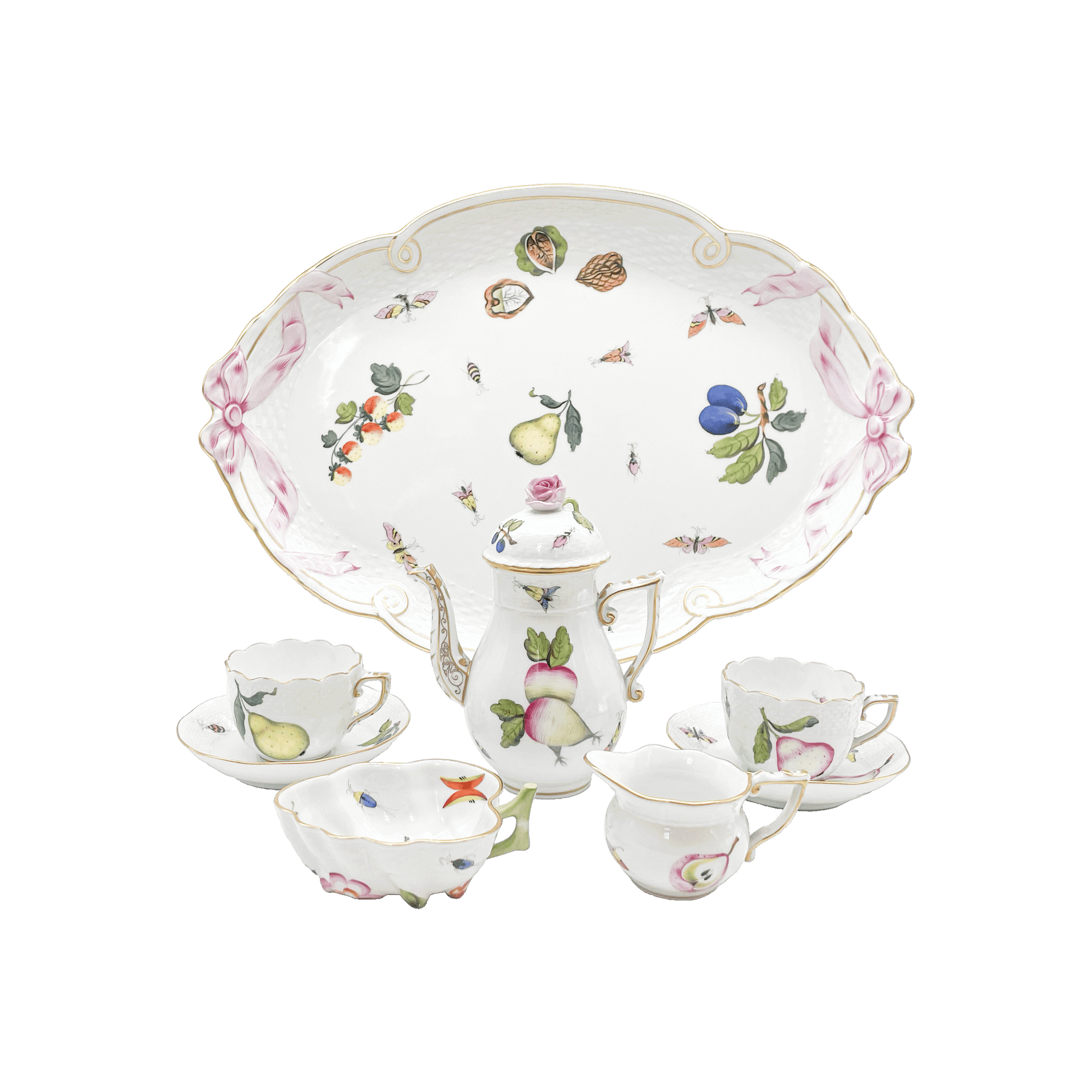Herend Tête-à-tête ‘Fruits Necker’ Coffee Set