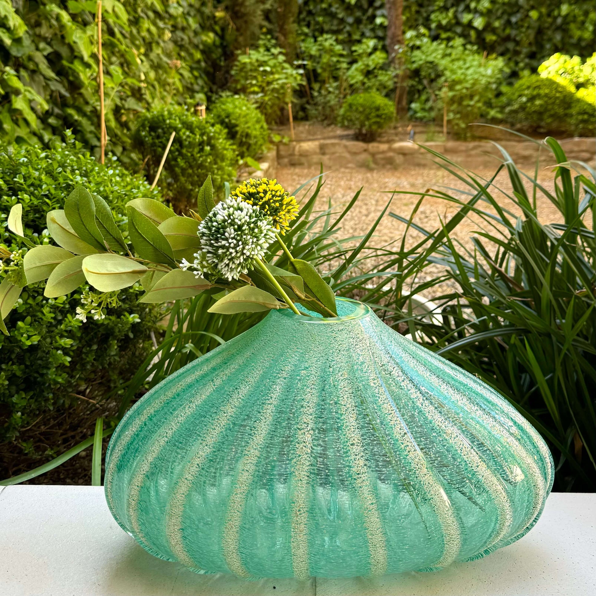 Murano Seafoam-Green Glass Shell Vase