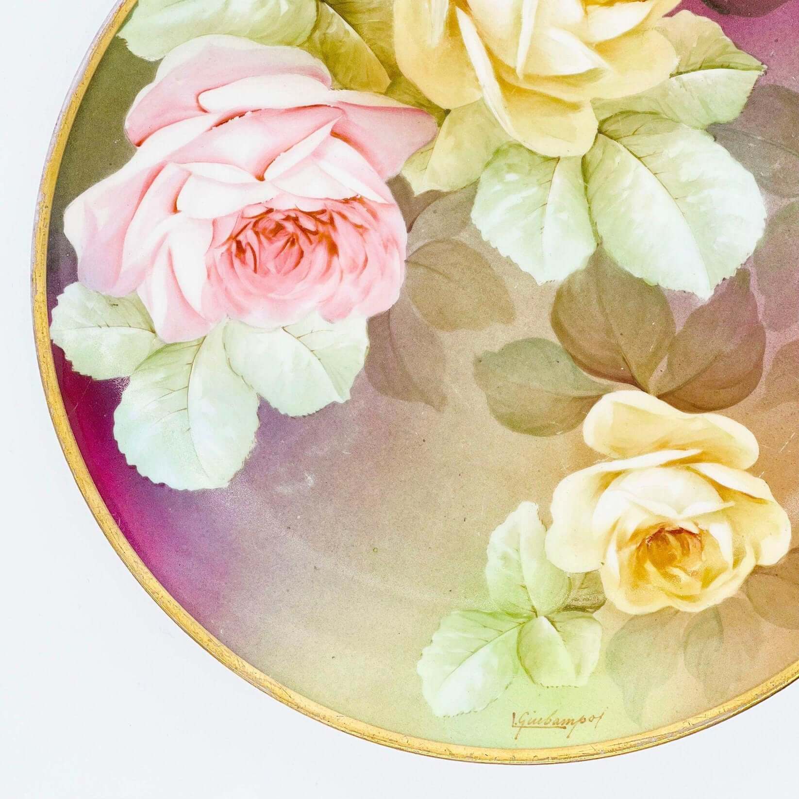 Ginori "I Fioristi" Rose Plate by L. Giubampo