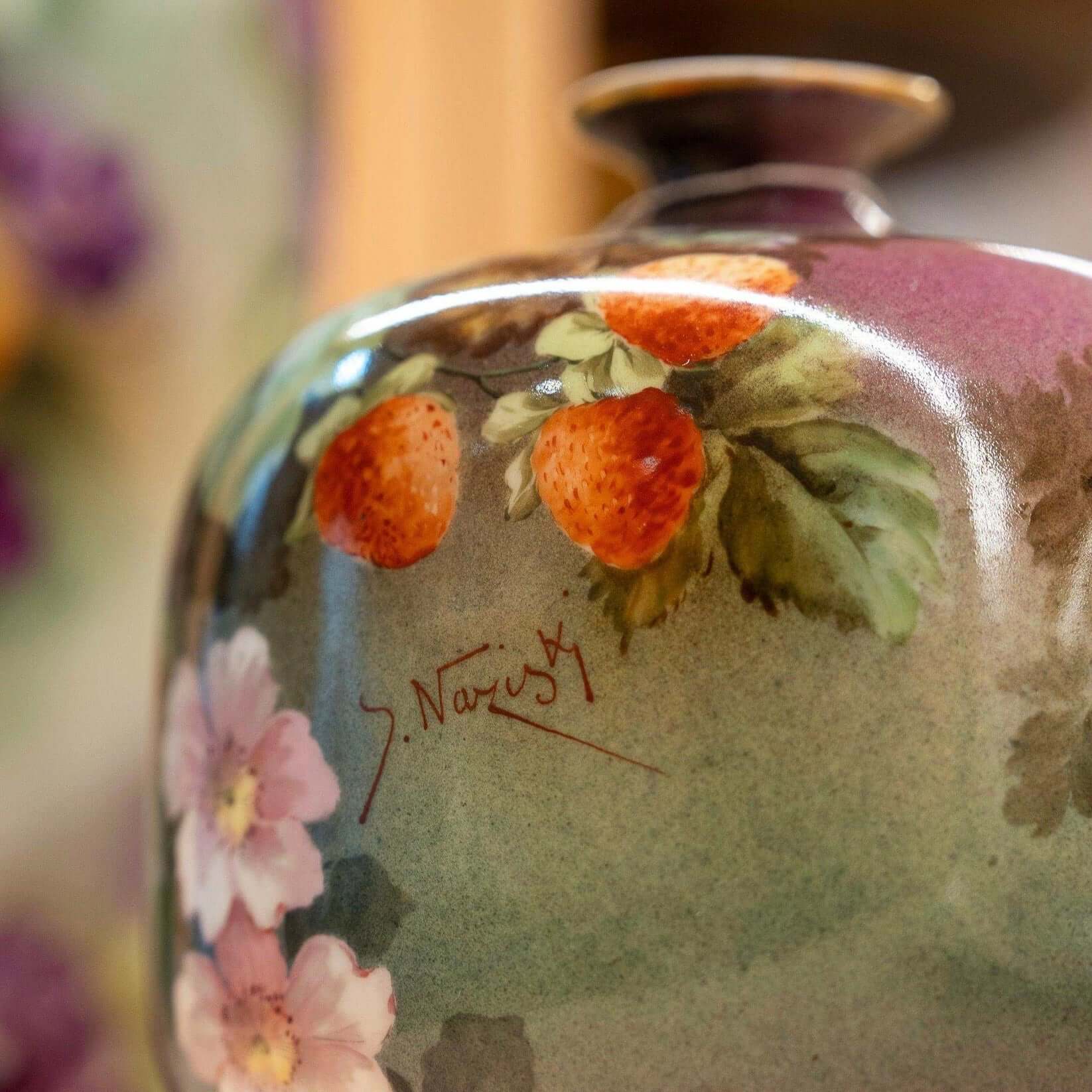 Ginori "I Fioristi" Strawberry Vase by S. Naziski