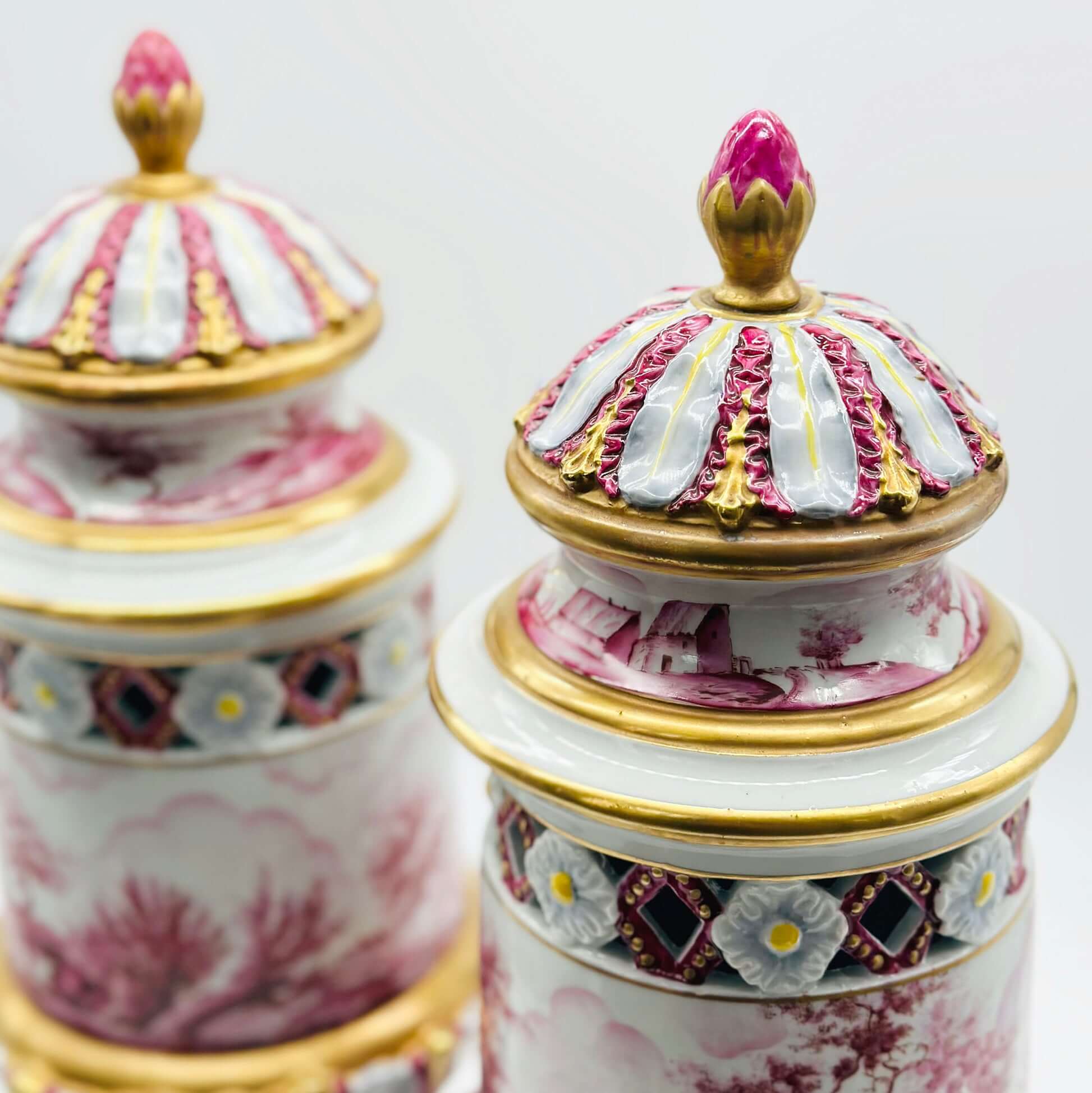 Pair of Gilded Porcelain Vases