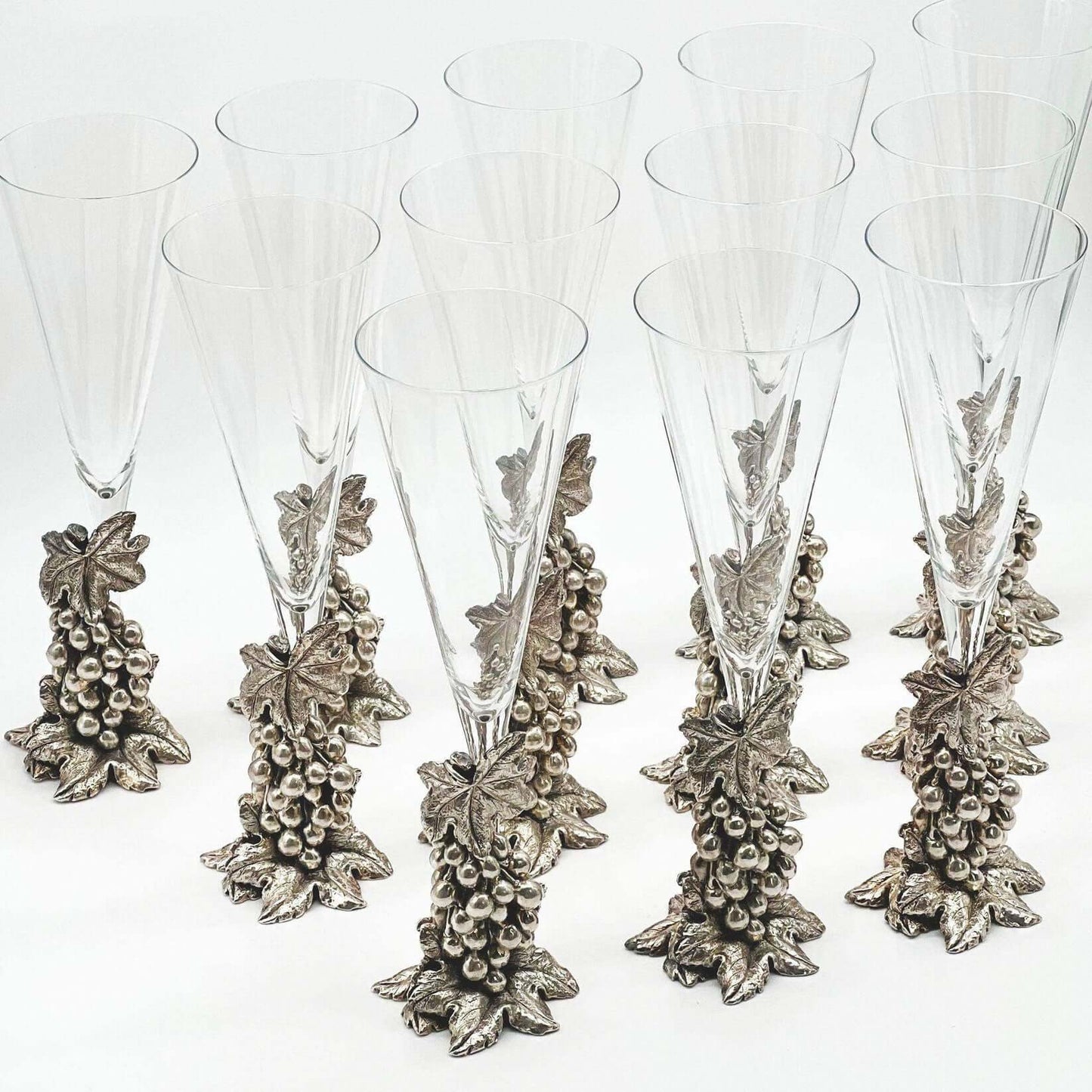 Silver Grapevine Champagne Set for 12