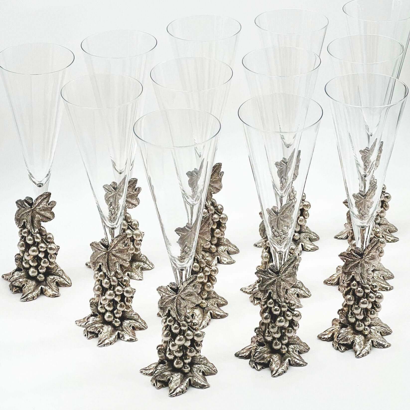 Silver Grapevine Champagne Set for 12