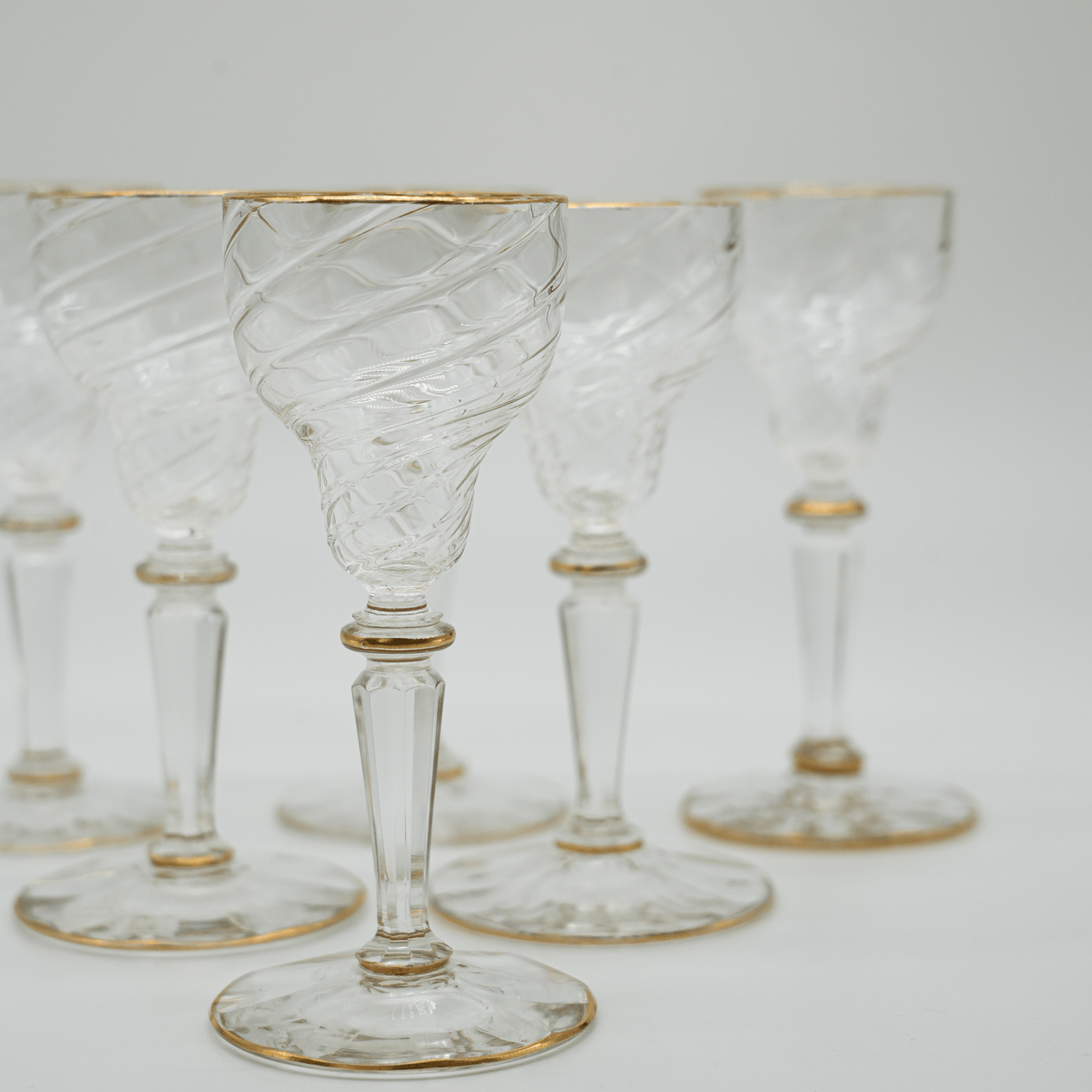 Set of 6 Spirit Glasses with Golden Rim - Galleria Fossi 33, Florence.