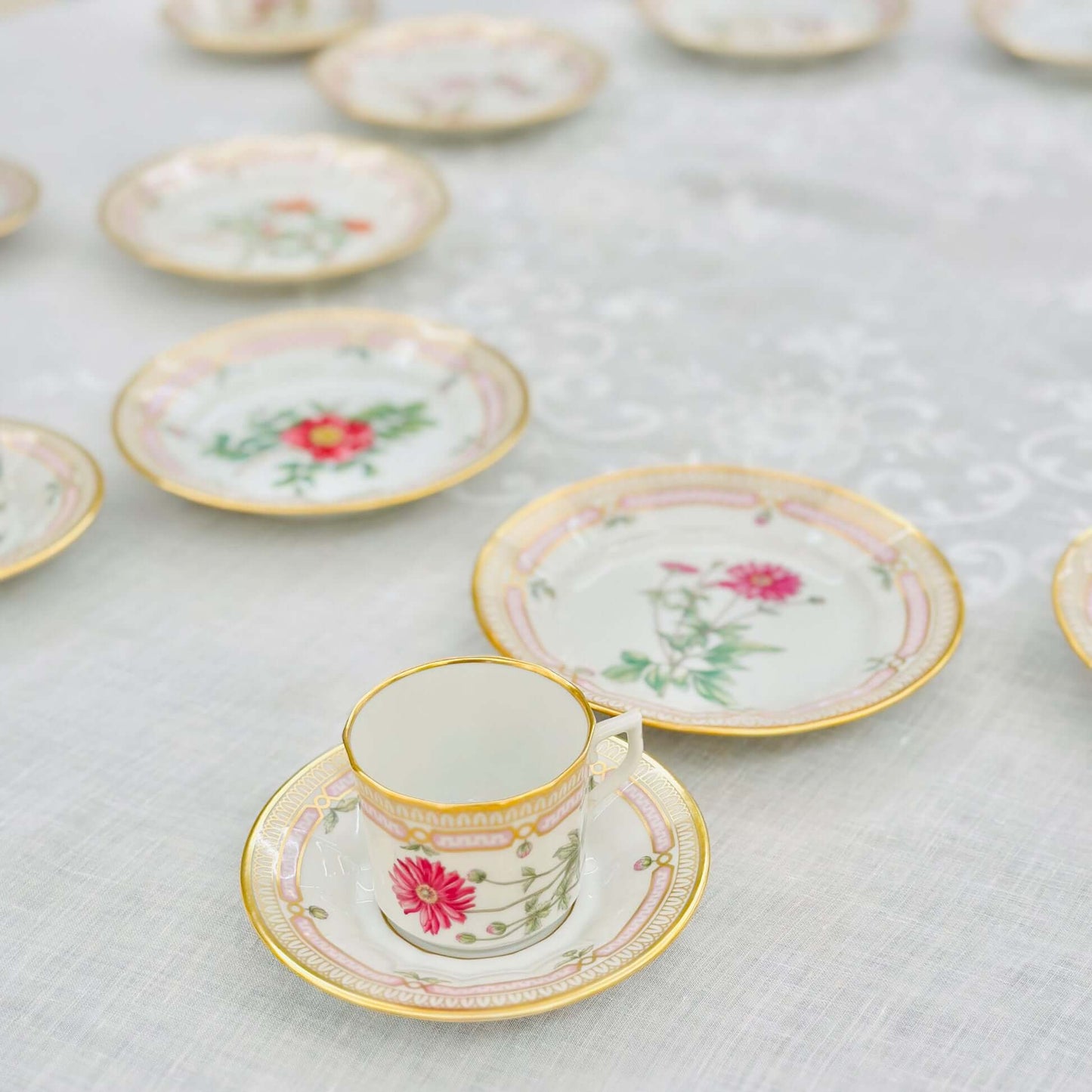 "Flora Danica" Royal Copenhagen Coffee Set with Pastry Plates