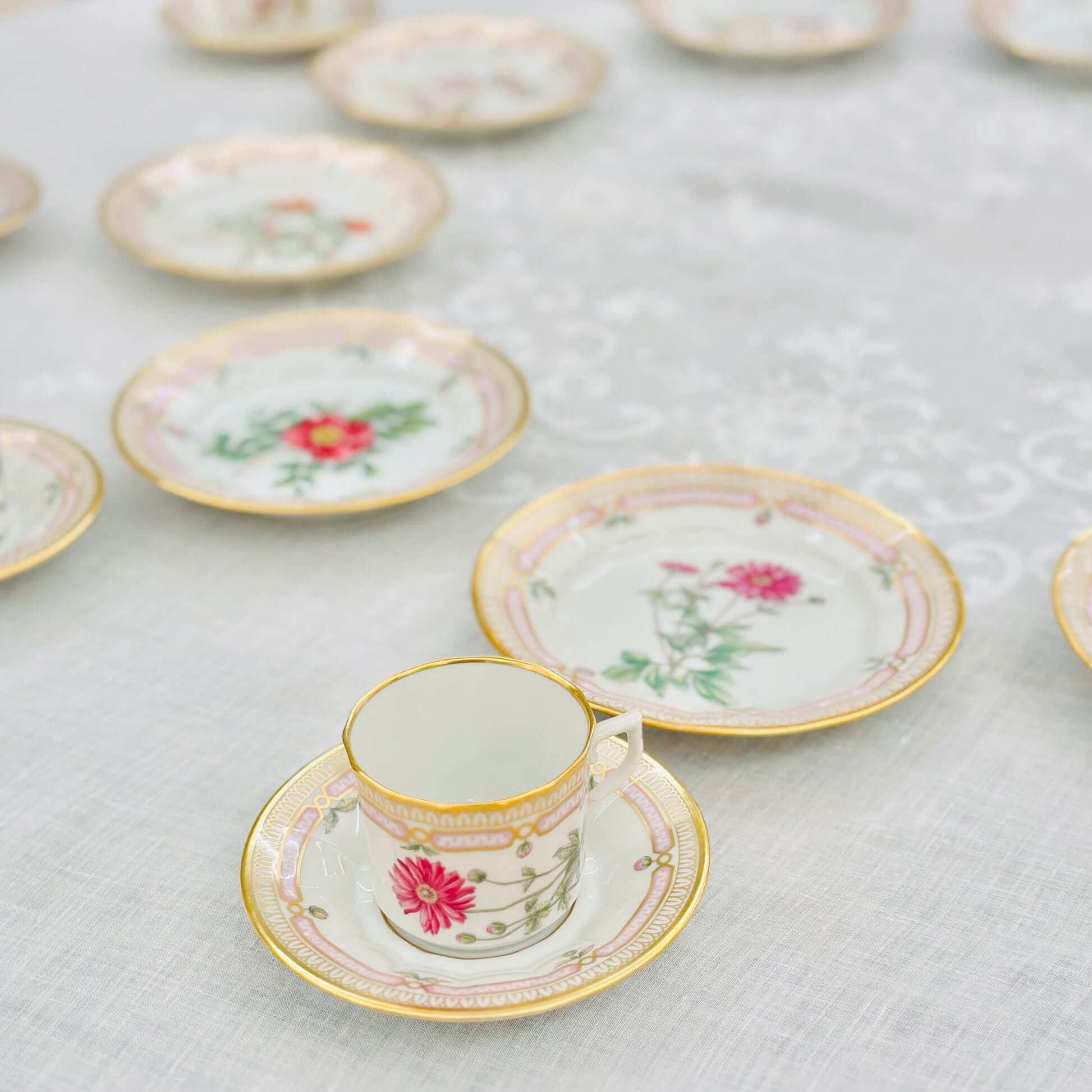 "Flora Danica" Royal Copenhagen Coffee Set with Pastry Plates