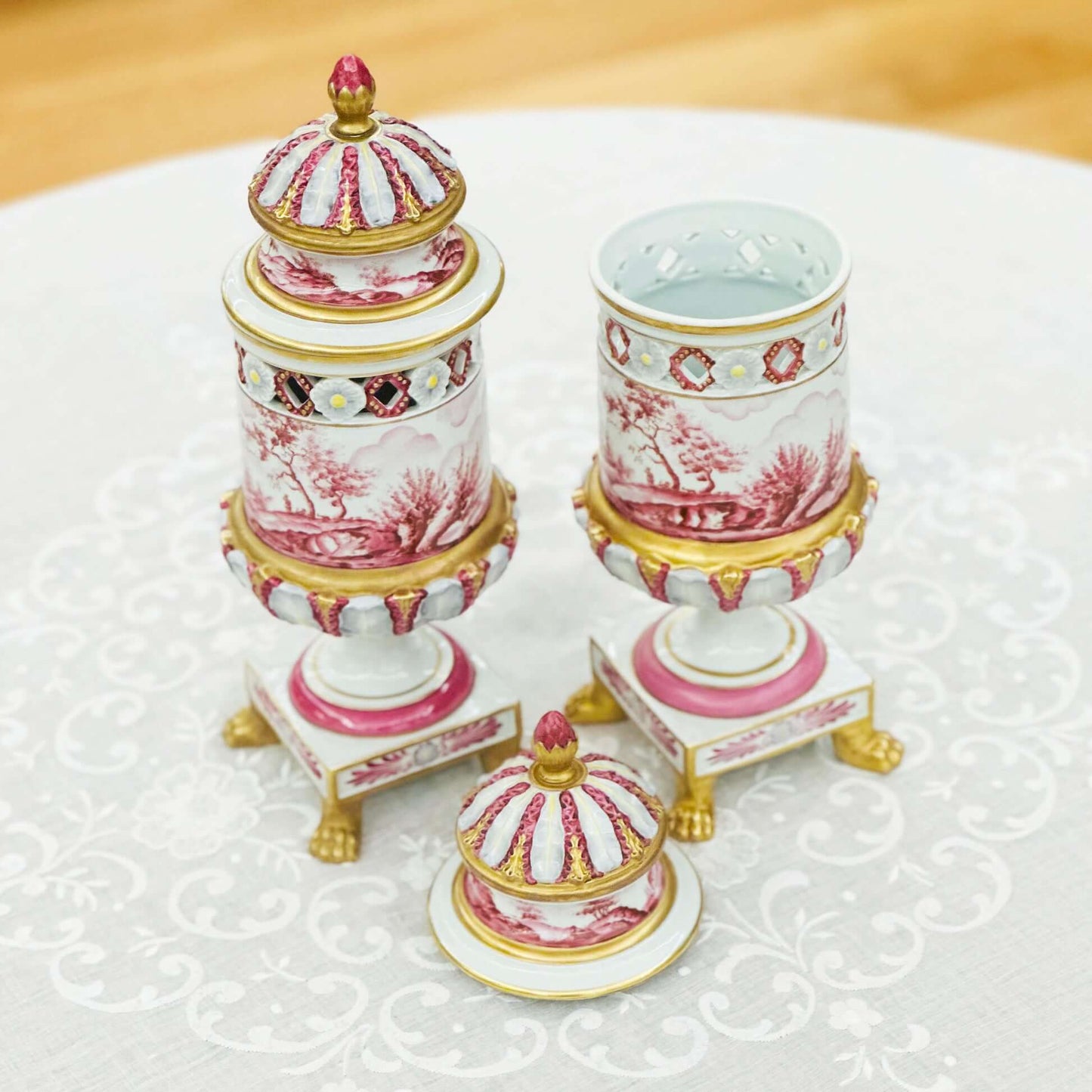 Pair of Gilded Porcelain Vases