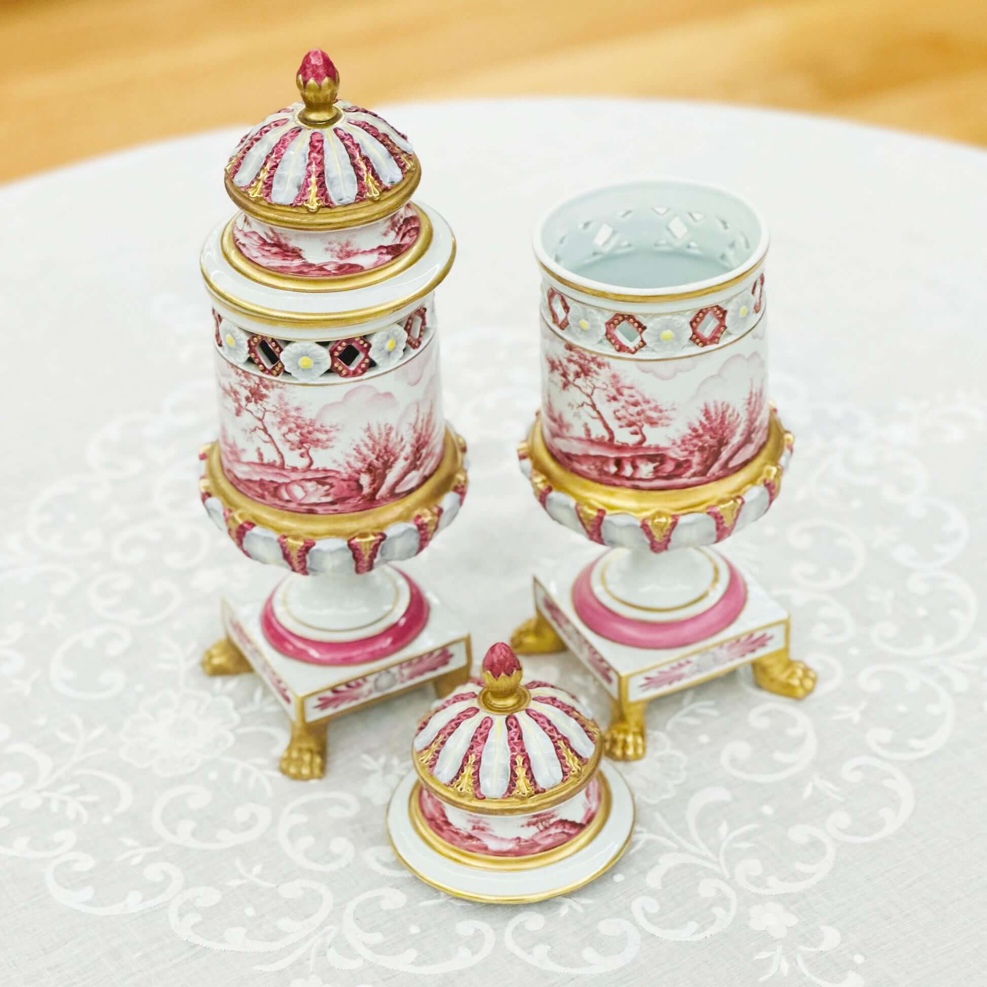 Pair of Gilded Porcelain Vases