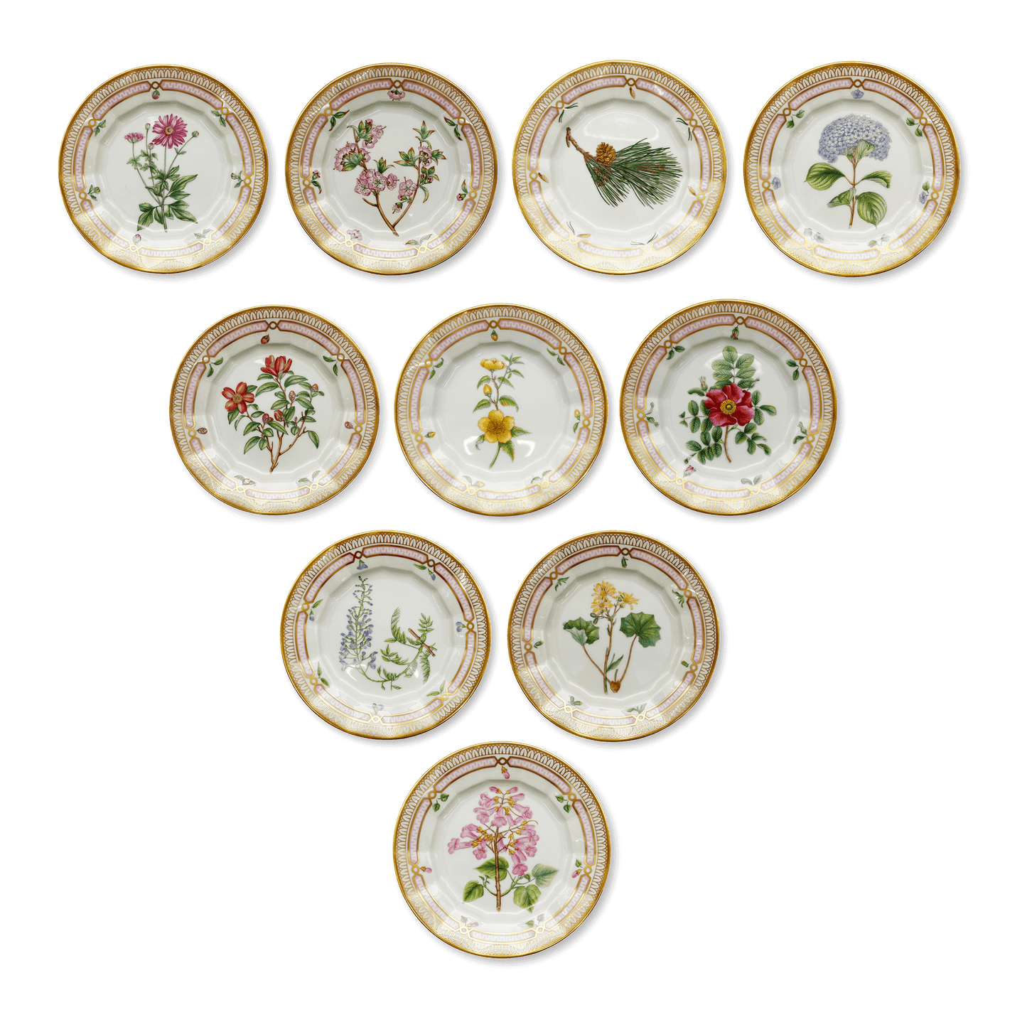 "Flora Danica" Royal Copenhagen Coffee Set with Pastry Plates