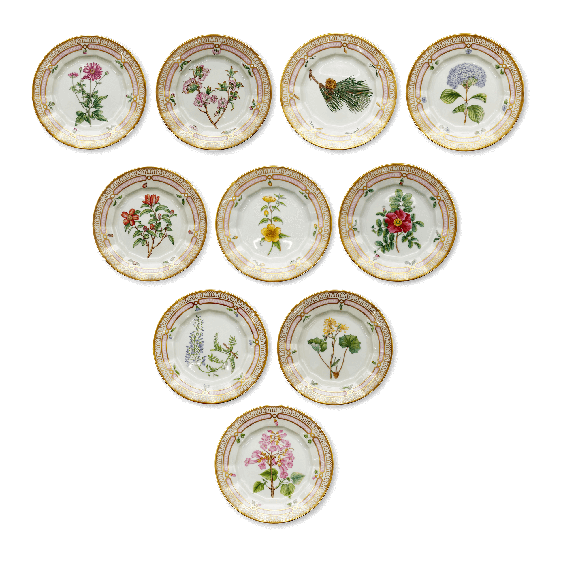 "Flora Danica" Royal Copenhagen Coffee Set with Pastry Plates
