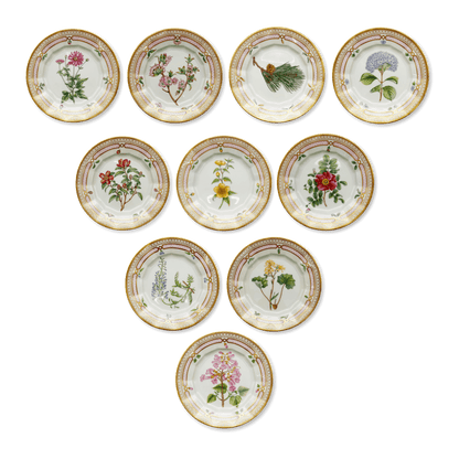 "Flora Danica" Royal Copenhagen Coffee Set with Pastry Plates
