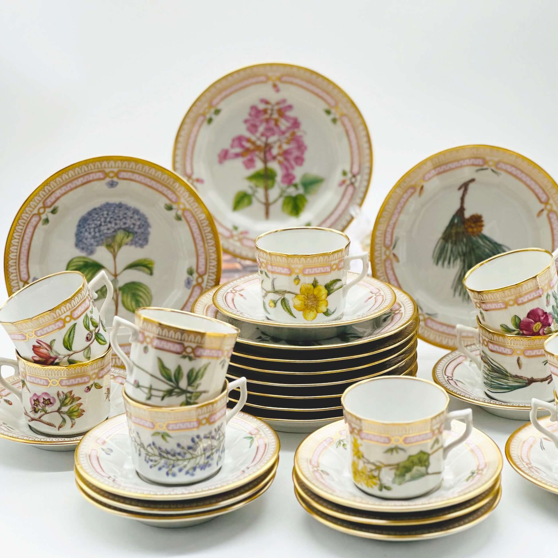 "Flora Danica" Royal Copenhagen Coffee Set with Pastry Plates