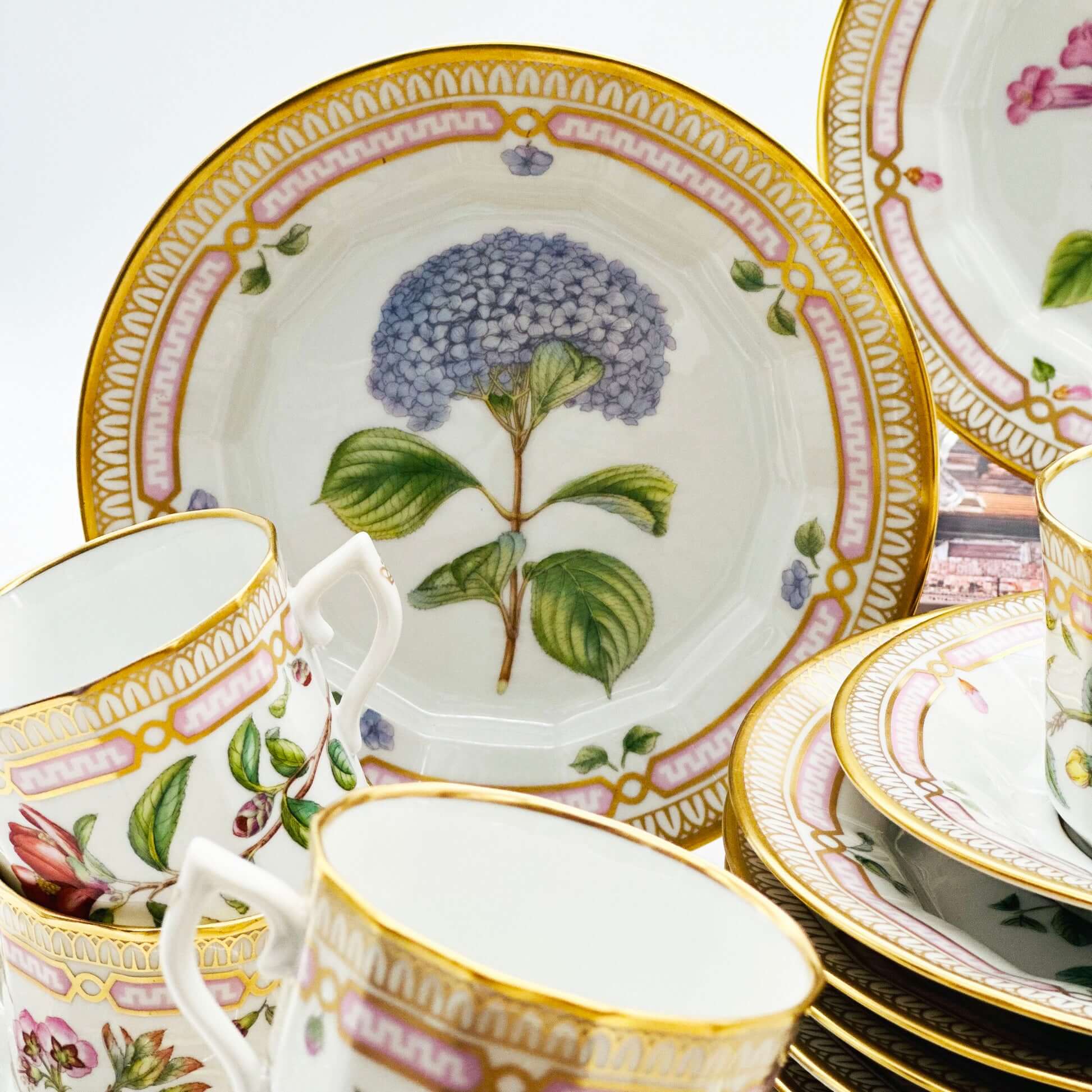 "Flora Danica" Royal Copenhagen Coffee Set with Pastry Plates