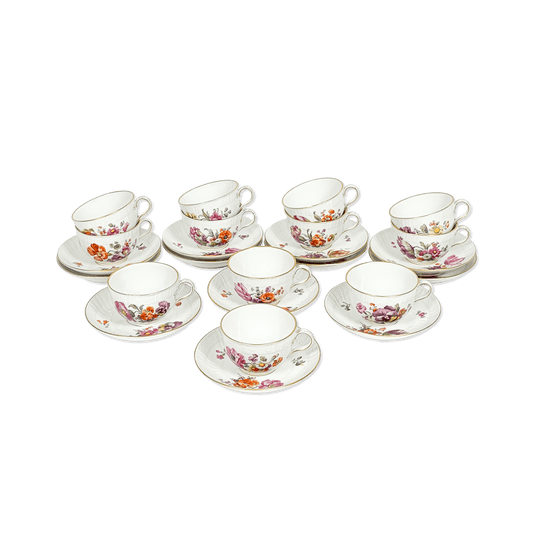 KPM Berlin Tea Service Cups and Saucers - Set of 12 - Galleria Fossi 33
