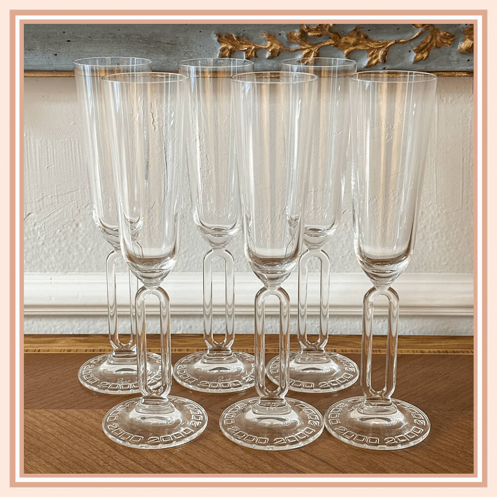 Set of 12 Flutes with "2000" inscription