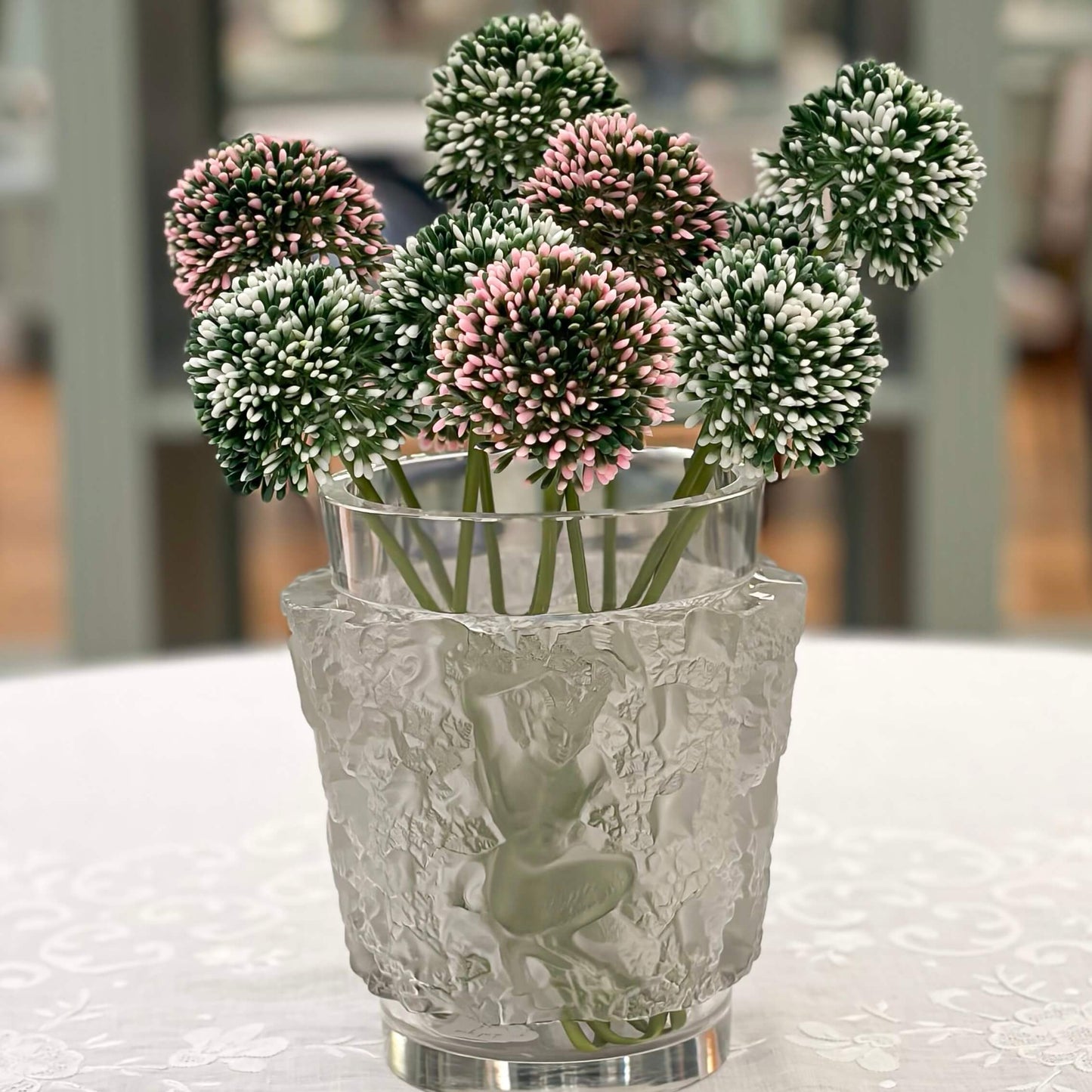 Lalique “Bacchus" Crystal Vase
