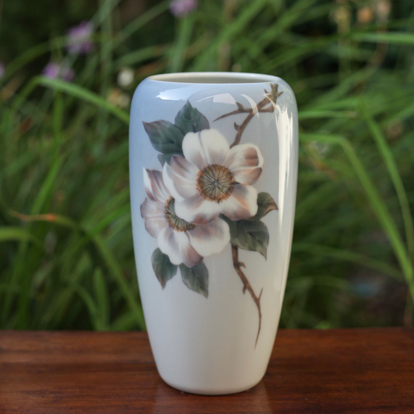 Royal Copenhagen Vase with Pink Wild Roses