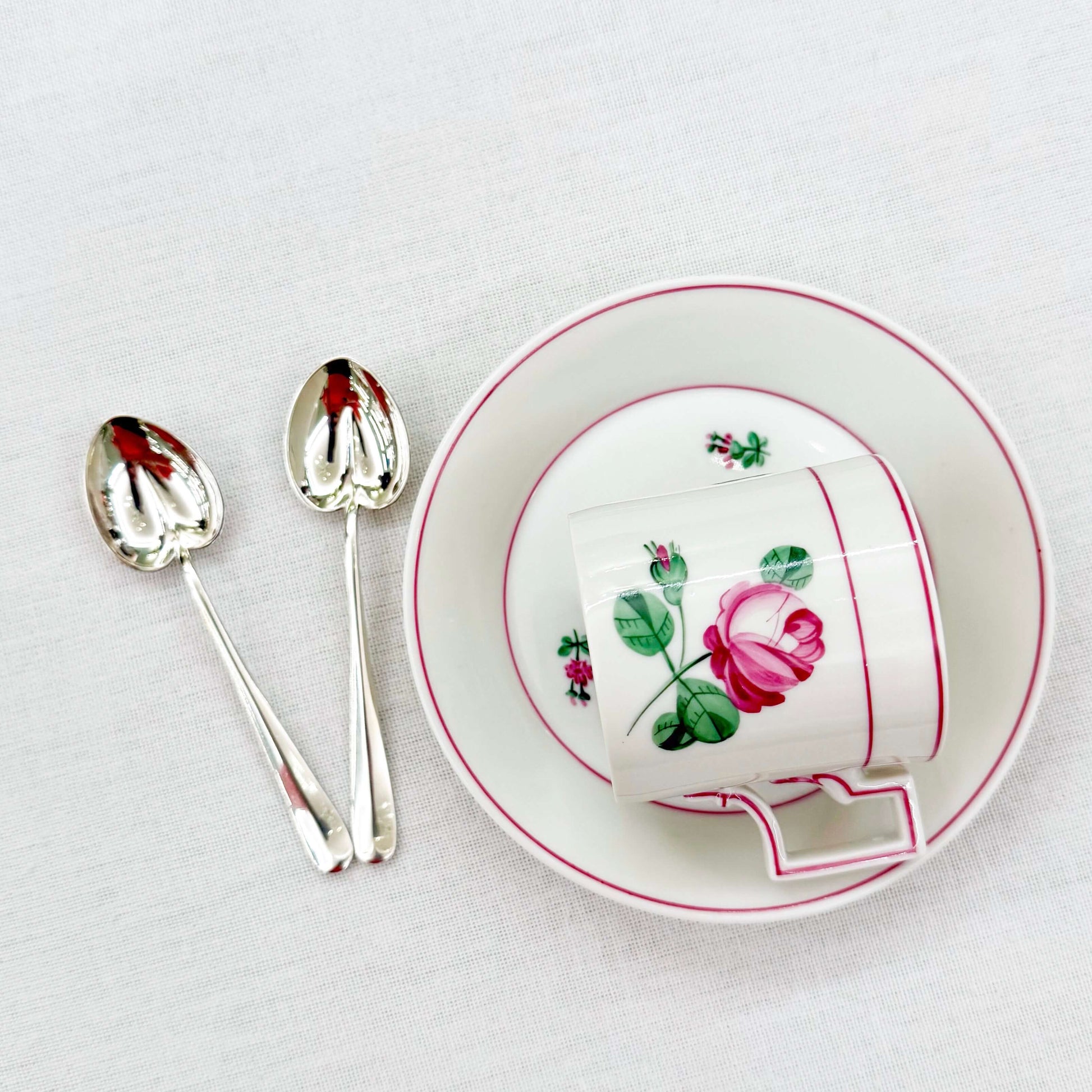 Augarten "Old Viennese Rose" Mocha Service of 6 - Galleria Fossi 33