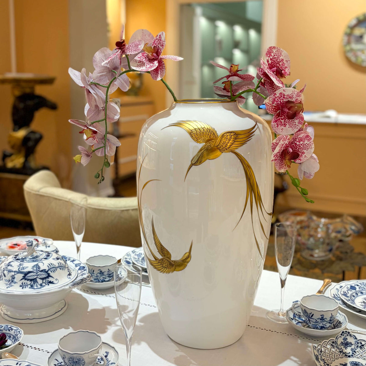 Heinrich Large Floor Vase with “Birds of Paradise” Motif