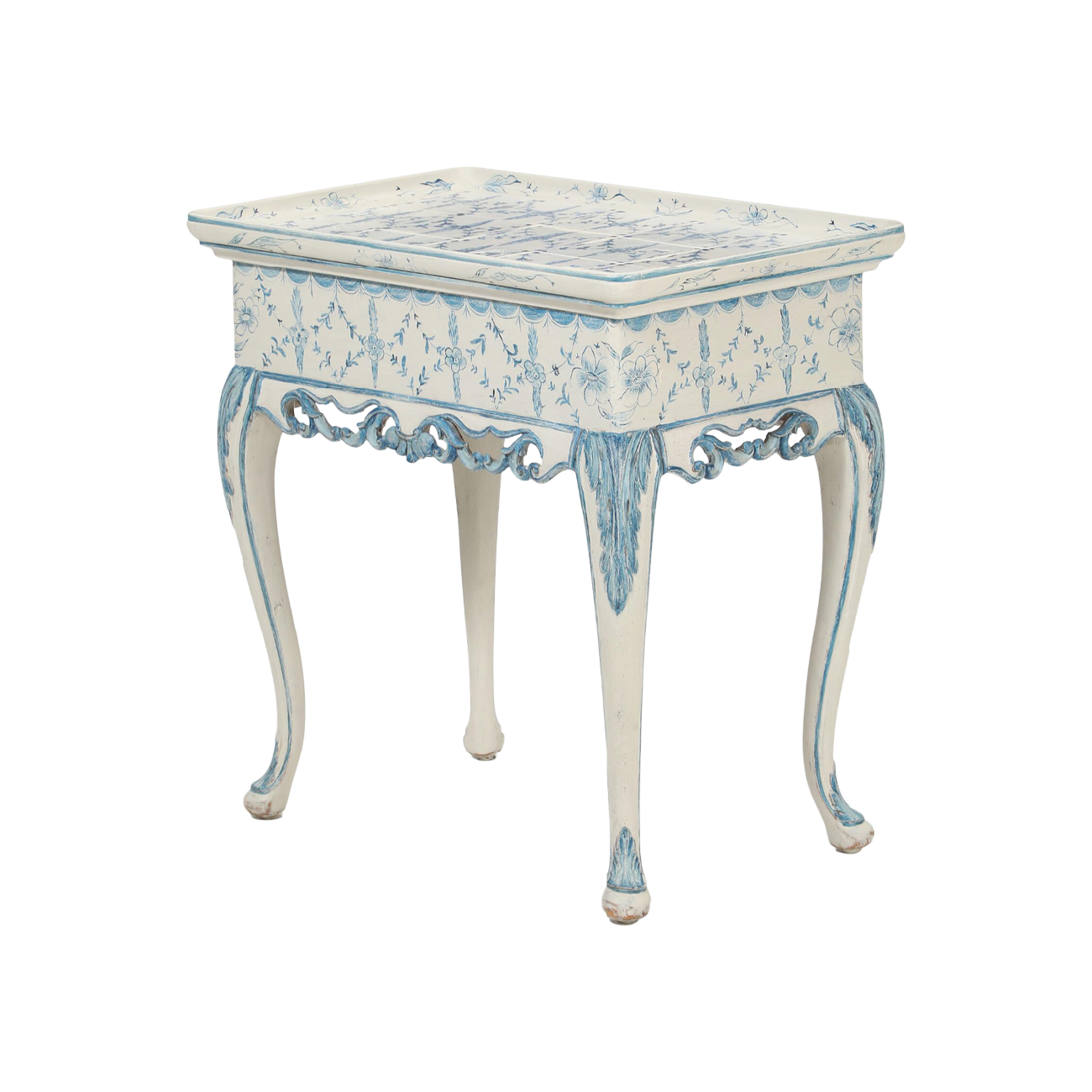 Danish Rococo Style Table with Faience Decoration