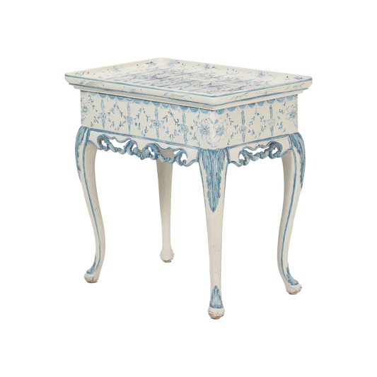 Danish Rococo Style Table with Faience Decoration