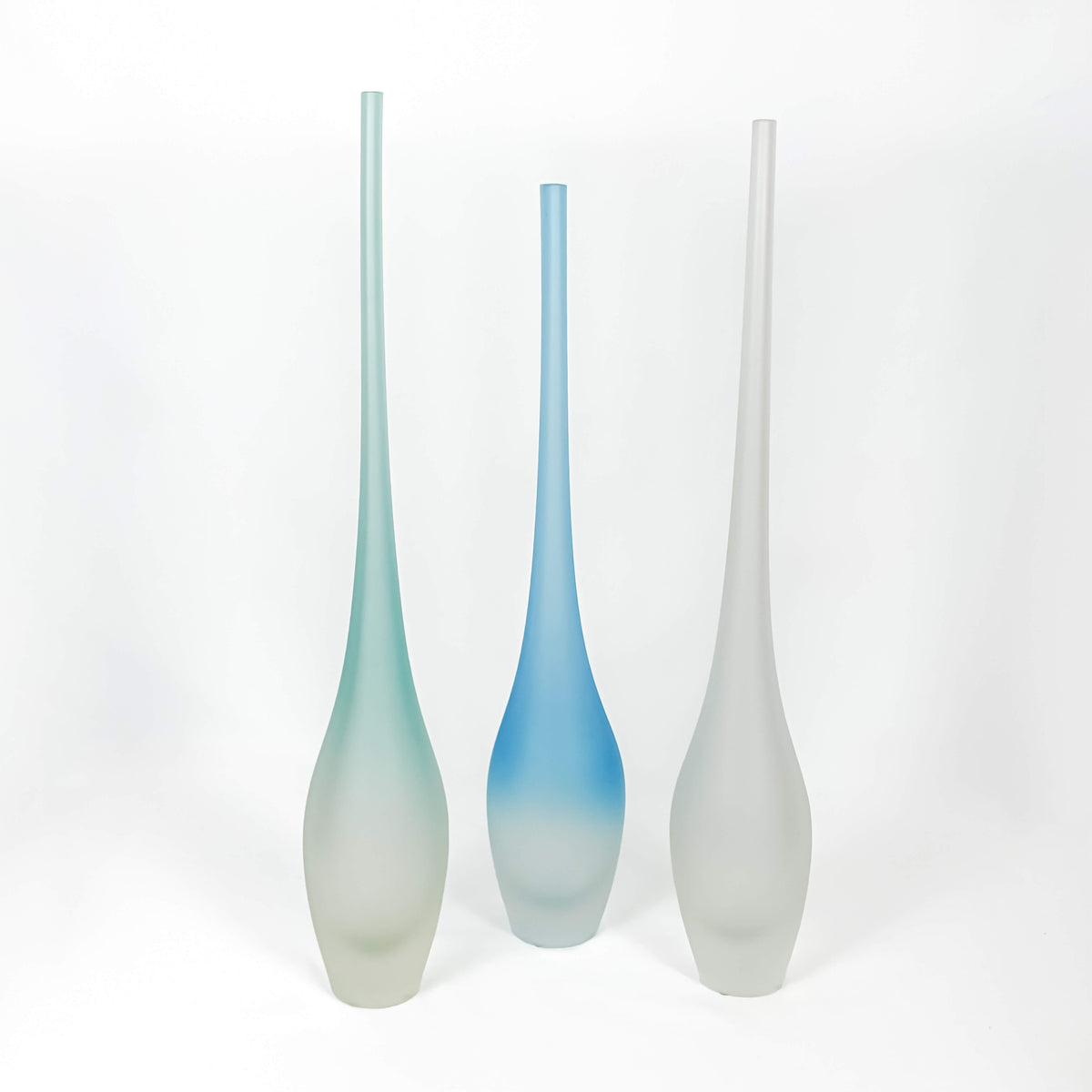 Murano White Flute Vase with Frosted Finish