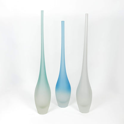 Murano White Flute Vase with Frosted Finish