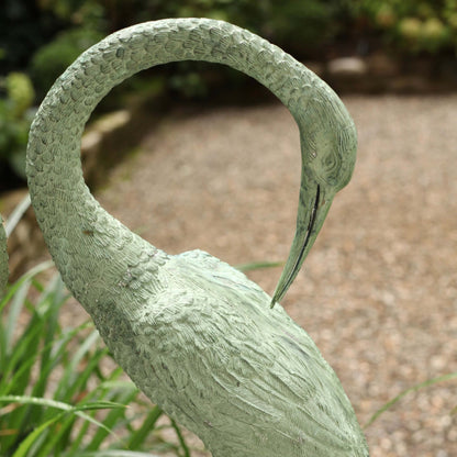 Pair of Bronze Crane Garden Sculptures