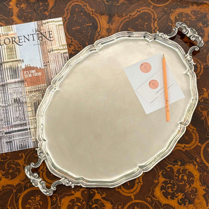 Oval Silver tray with handles 