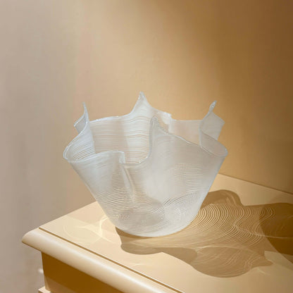 Transparent "Fazzoletto" Vase with White Stripes - Galleria Fossi 33