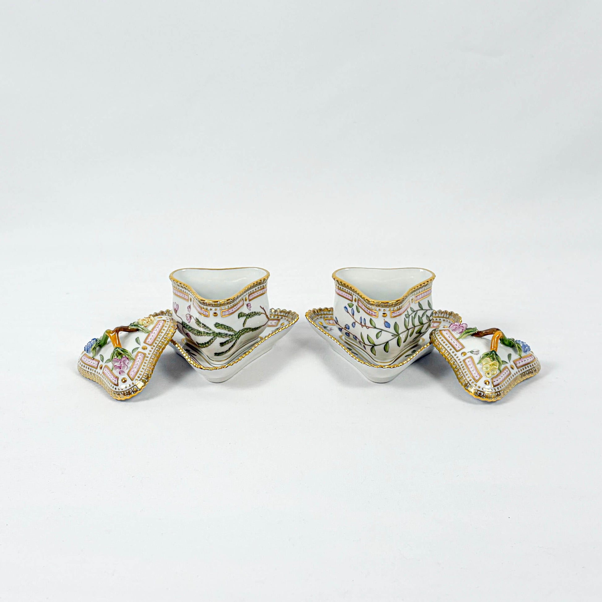 Royal Copenhagen “Flora Danica” Pair of Triangle Shape Cream Cups - Galleria Fossi 33