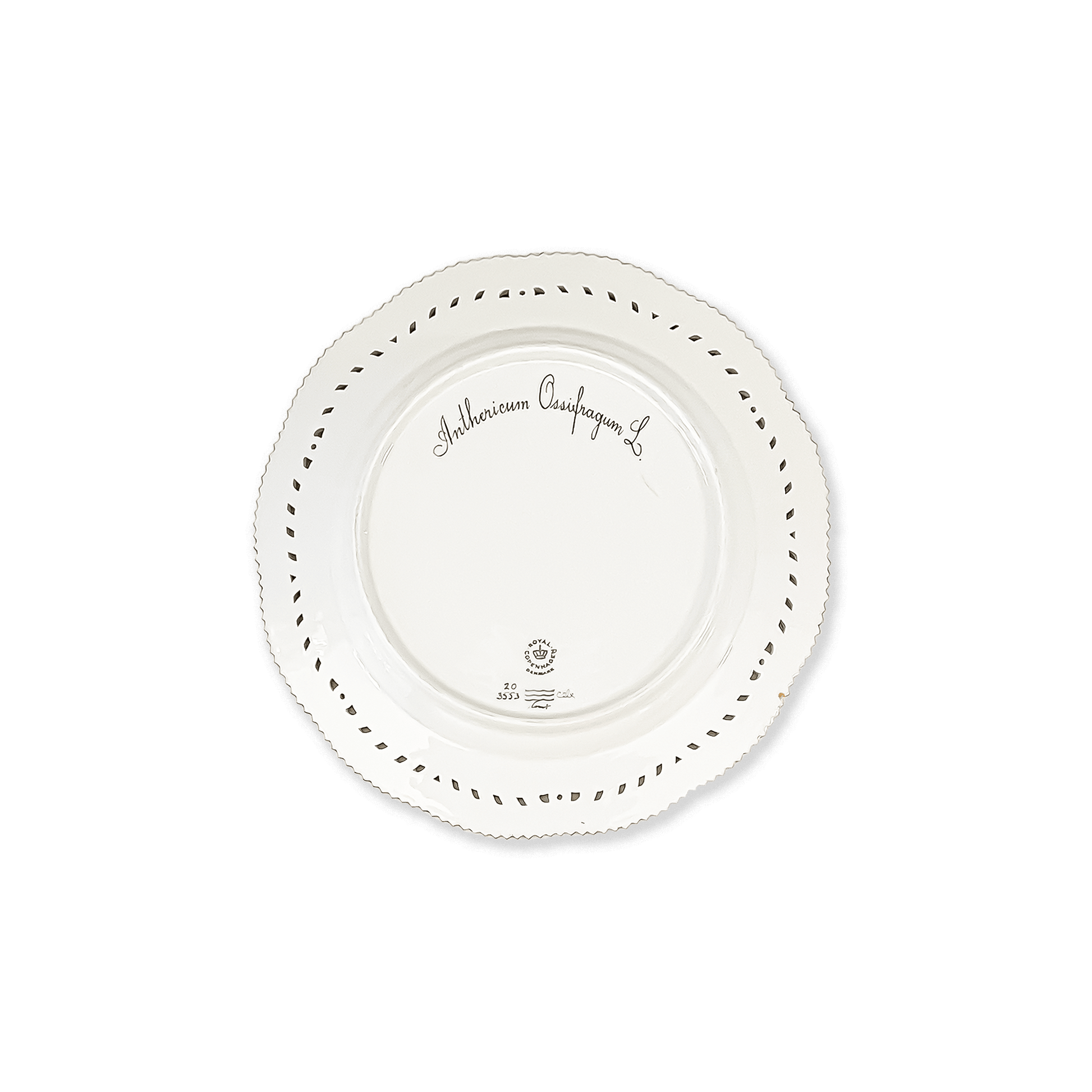 Royal Copenhagen "Flora Danica" Anthericum Ossifragum Plate with Pierced Border
