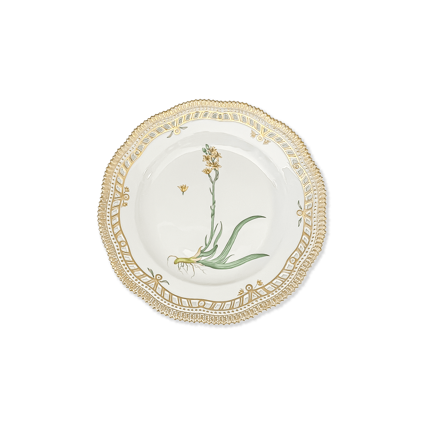 Royal Copenhagen "Flora Danica" Anthericum Ossifragum Plate with Pierced Border