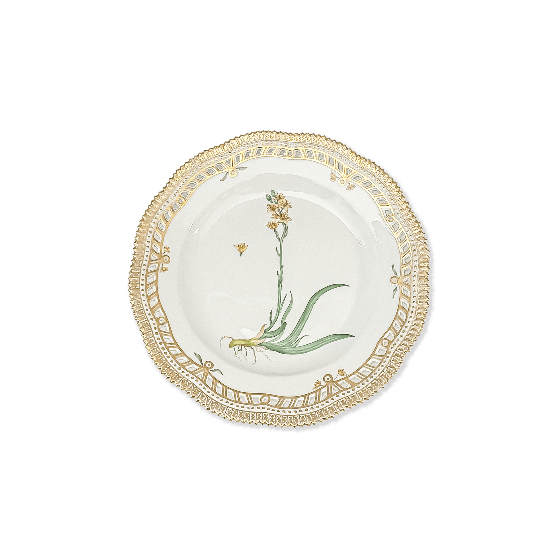 Royal Copenhagen "Flora Danica" Anthericum Ossifragum Plate with Pierced Border