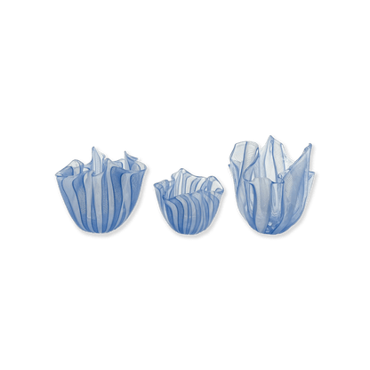 Set of 3 Ocean Blue Small Decorative Fazzoletto Vases