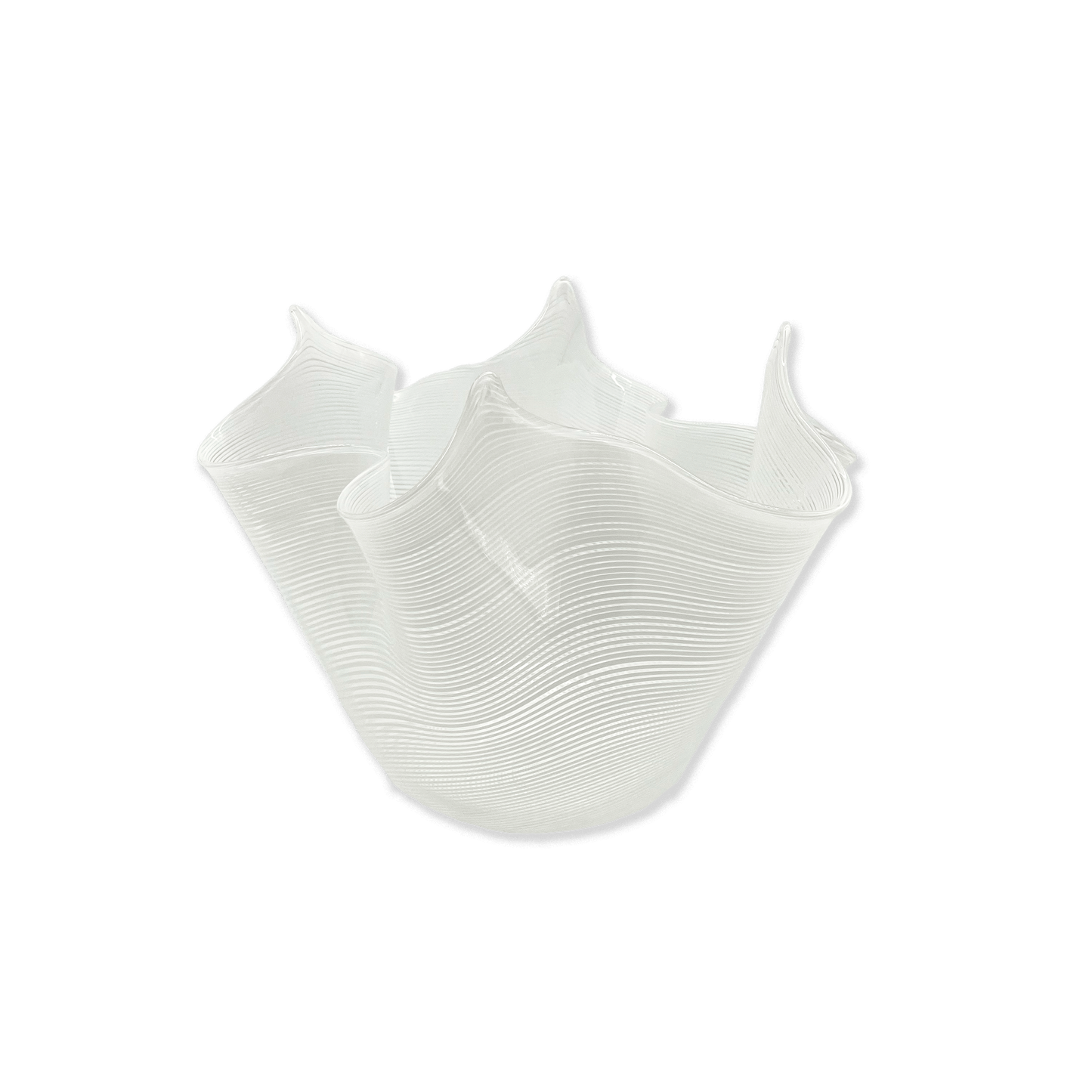 Transparent "Fazzoletto" Vase with White Stripes