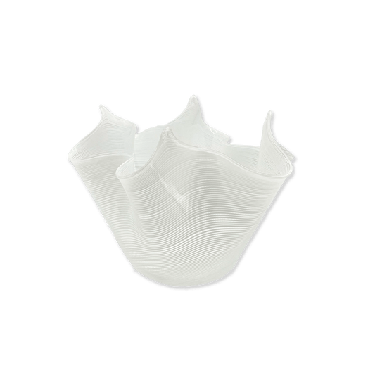 Transparent "Fazzoletto" Vase with White Stripes